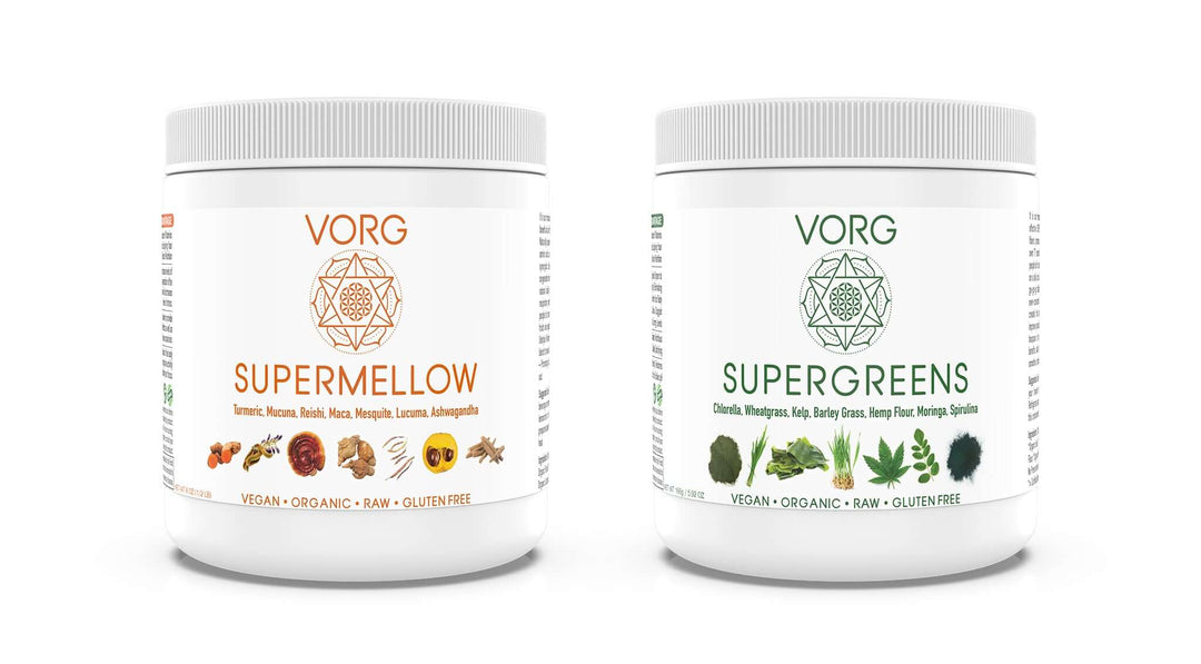 Stress-Relief SUPERMELLOW for Peaceful Mind, Detoxifying SUPERGREENS Blend for Health