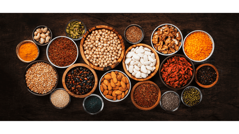 Balanced diet with various superfoods debunking myths.